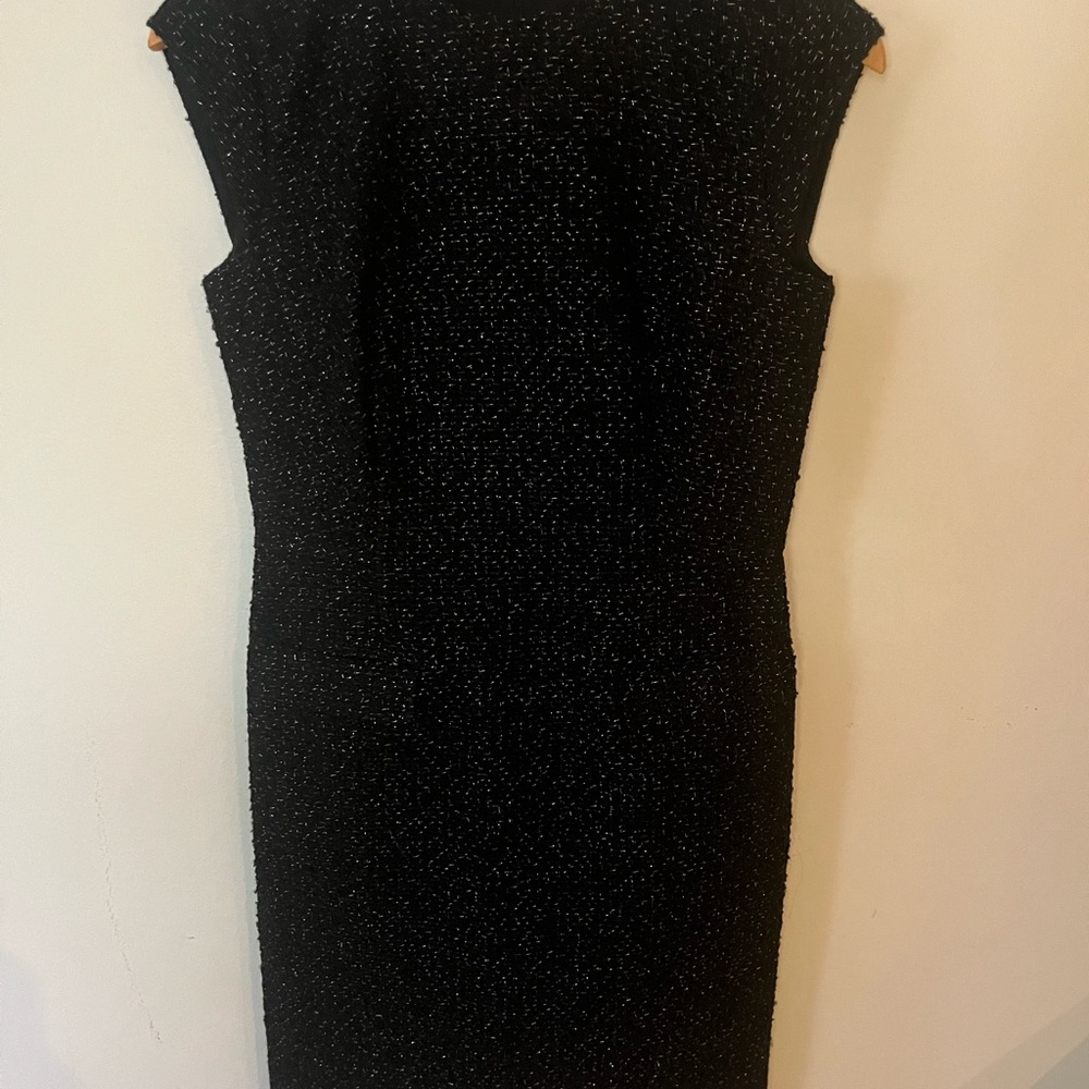 Ann Taylor Black and Gold Speckled Midi Dress